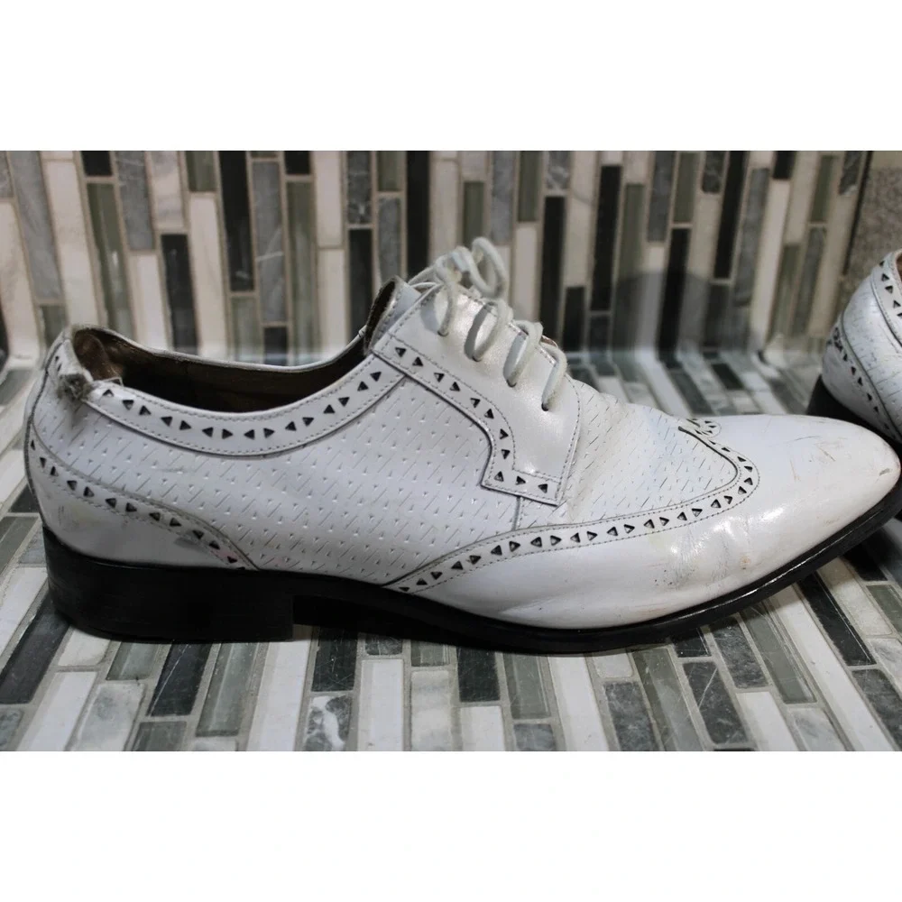 Stacy Adams‎ White Leather Square Toe Dress Shoes Men's Size 11 M